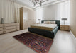 Traditional Chocolate Brown Persian Rug in a Bedroom, tr2688