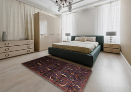 Traditional Chocolate Brown Persian Rug in a Bedroom, tr2688