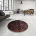 Round Traditional Chocolate Brown Persian Rug in a Office, tr2688