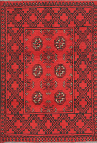 Machine Washable Traditional Brown Red Rug, wshtr2689