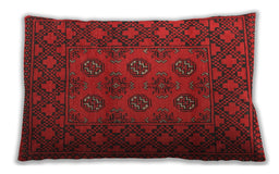 Traditional Classic Rectangular Brown Red Lumbar Throw Pillow, 13 inch by 19 inch, lbtr2689