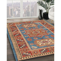 Traditional Fire Brick Red Geometric Rug, tr2693