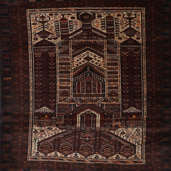 Square Traditional Black Brown Persian Rug, tr2695