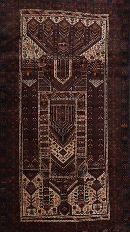 Machine Washable Traditional Black Brown Rug, wshtr2695