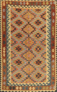 Machine Washable Traditional Gold Rug, wshtr2696