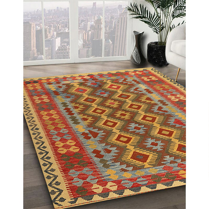 Traditional Gold Persian Rug in Family Room, tr2697