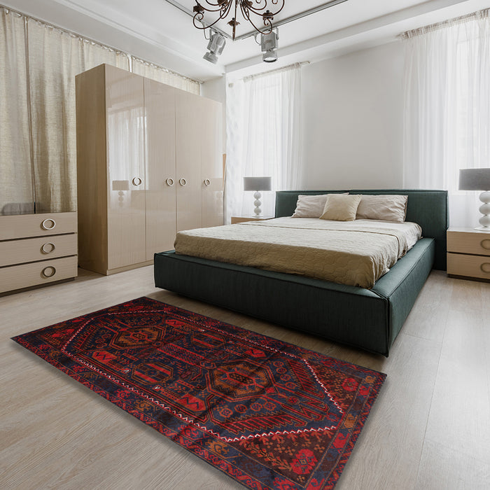 Machine Washable Traditional Bakers Brown Rug in a Bedroom, wshtr2698