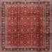 Round Machine Washable Traditional Orange Salmon Pink Rug, wshtr2699