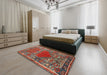 Machine Washable Traditional Khaki Green Rug in a Bedroom, wshtr26