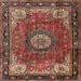 Square Traditional Saffron Red Persian Rug, tr2701