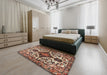 Traditional Sandy Brown Persian Rug in a Bedroom, tr2702