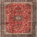 Round Machine Washable Traditional Tomato Red Rug, wshtr2703