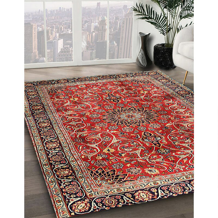 Machine Washable Traditional Tomato Red Rug in a Family Room, wshtr2703