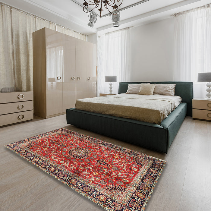 Traditional Red Persian Rug in a Bedroom, tr2703