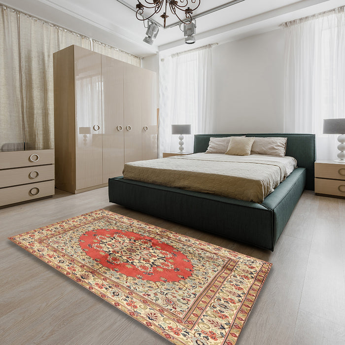 Traditional Chestnut Red Persian Rug in a Bedroom, tr2704