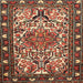 Round Machine Washable Traditional Saffron Red Rug, wshtr2705