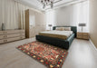 Machine Washable Traditional Saffron Red Rug in a Bedroom, wshtr2705