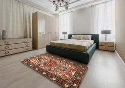 Traditional Saffron Red Persian Rug in a Bedroom, tr2705