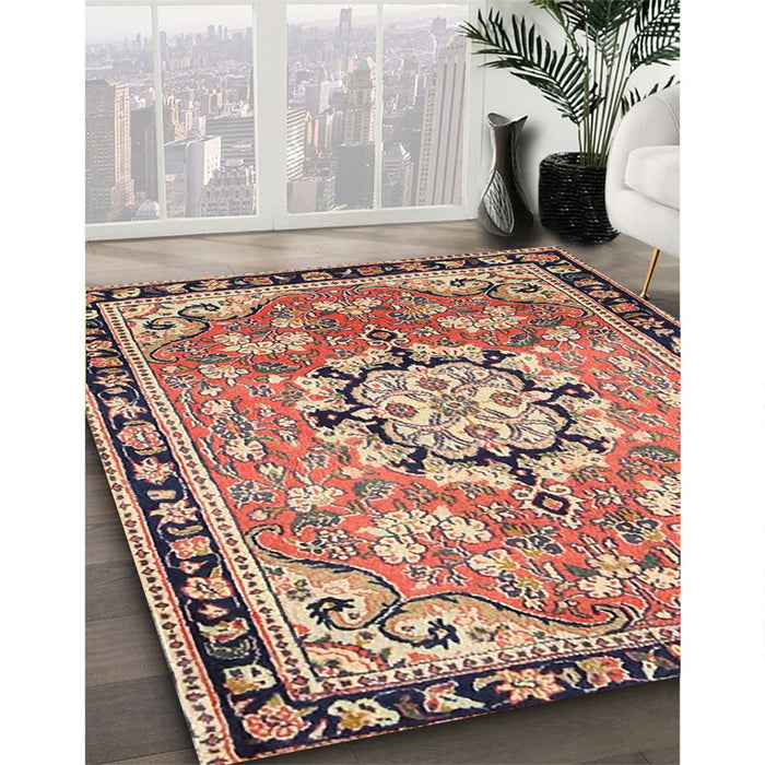 Traditional Chestnut Brown Persian Rug in Family Room, tr2706