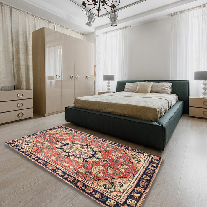 Machine Washable Traditional Chestnut Brown Rug in a Bedroom, wshtr2706