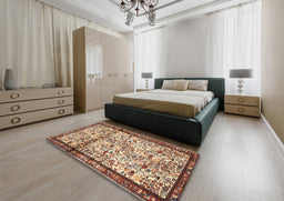 Traditional Dark Sienna Brown Persian Rug in a Bedroom, tr2708