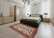 Machine Washable Traditional Brown Red Rug in a Bedroom, wshtr2709