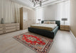 Machine Washable Traditional Tomato Red Rug in a Bedroom, wshtr2710