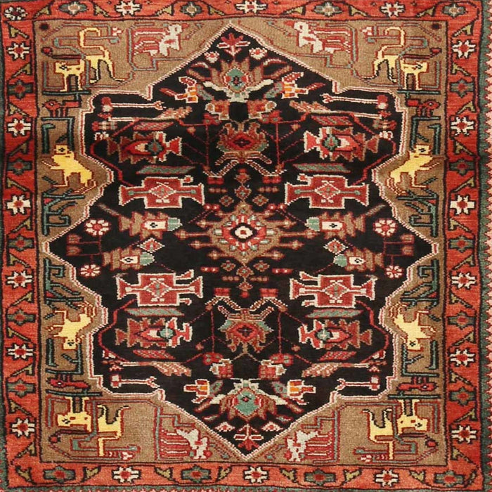 Square Traditional Saffron Red Persian Rug, tr2711