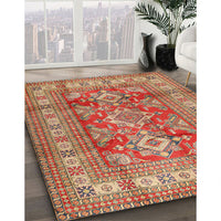 Traditional Sand Brown Geometric Rug, tr2716