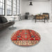 Round Machine Washable Traditional Peru Brown Rug in a Office, wshtr2717
