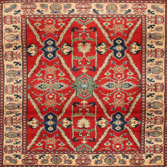 Square Traditional Brown Geometric Rug, tr2717