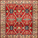 Square Traditional Brown Geometric Rug, tr2717