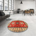 Round Machine Washable Traditional Metallic Gold Rug in a Office, wshtr2718