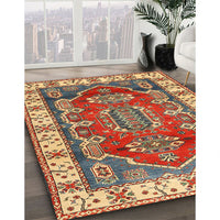 Traditional Fire Brick Red Geometric Rug, tr2720