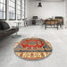 Round Machine Washable Traditional Fire Brick Red Rug in a Office, wshtr2720
