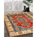 Traditional Fire Brick Red Geometric Rug in Family Room, tr2720