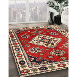Traditional Red Geometric Rug in Family Room, tr2723