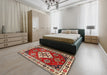 Machine Washable Traditional Tomato Red Rug in a Bedroom, wshtr2723