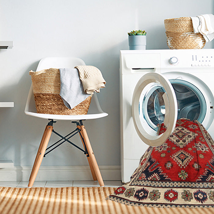 Machine Washable Traditional Tomato Red Rug in a Washing Machine, wshtr2723