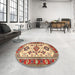 Round Traditional Fire Brick Red Persian Rug in a Office, tr2725