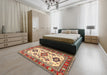 Traditional Fire Brick Red Persian Rug in a Bedroom, tr2725