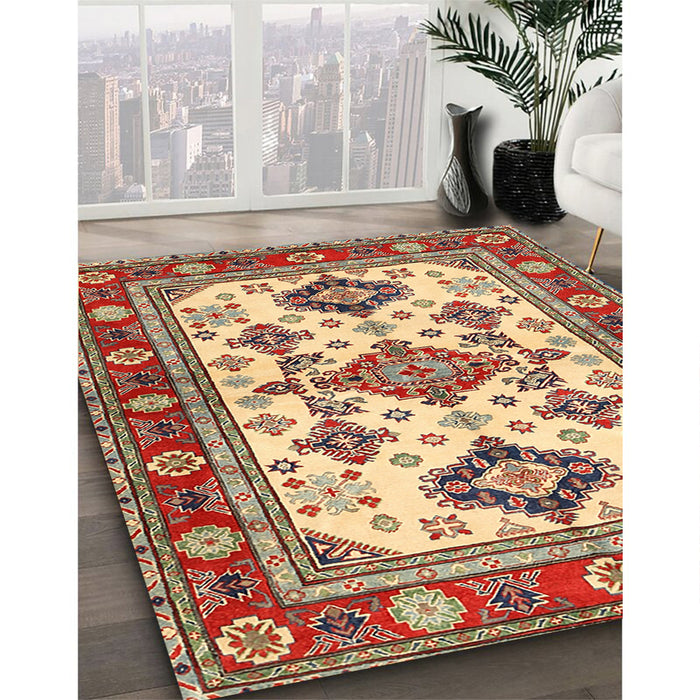 Traditional Fire Brick Red Persian Rug in Family Room, tr2725