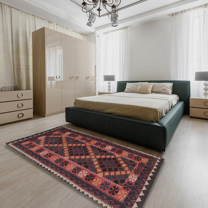 Machine Washable Traditional Chestnut Brown Rug in a Bedroom, wshtr2729
