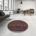 Round Machine Washable Traditional Rosy-Finch Purple Rug in a Office, wshtr2730