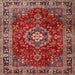 Square Traditional Orange Salmon Pink Persian Rug, tr2732