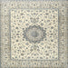 Square Traditional Sage Green Medallion Rug, tr2733