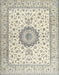 Machine Washable Traditional Sage Green Rug, wshtr2733