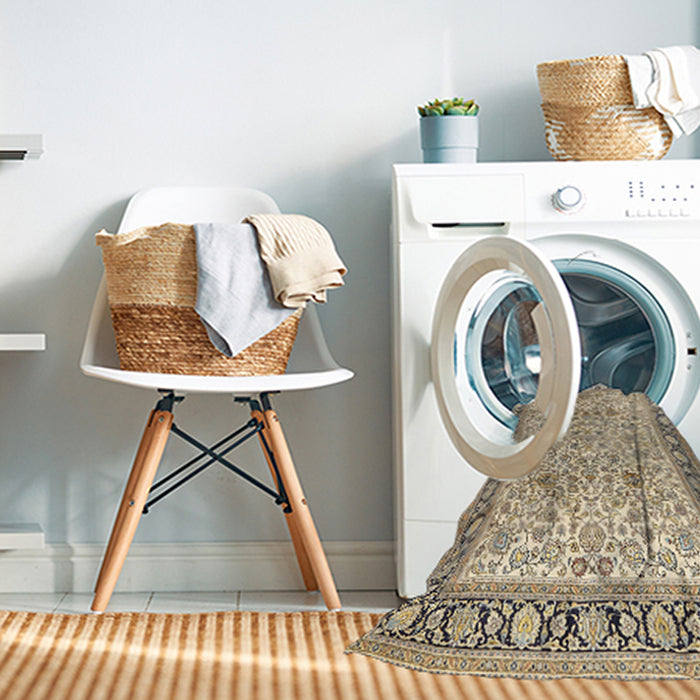 Machine Washable Traditional Brown Rug in a Washing Machine, wshtr2734