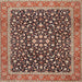 Round Machine Washable Traditional Vermilion Red Rug, wshtr2735