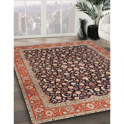 Machine Washable Traditional Vermilion Red Rug in a Family Room, wshtr2735